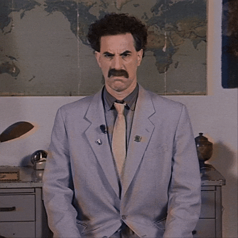 Borat Shaking Head — Reaction meme