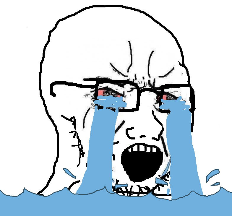 Wojak soy boy tears flooding room — Wojak meme