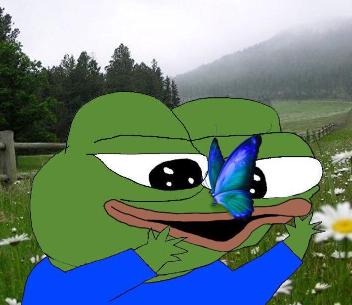 Pepe butterfly on nose — Pepe meme