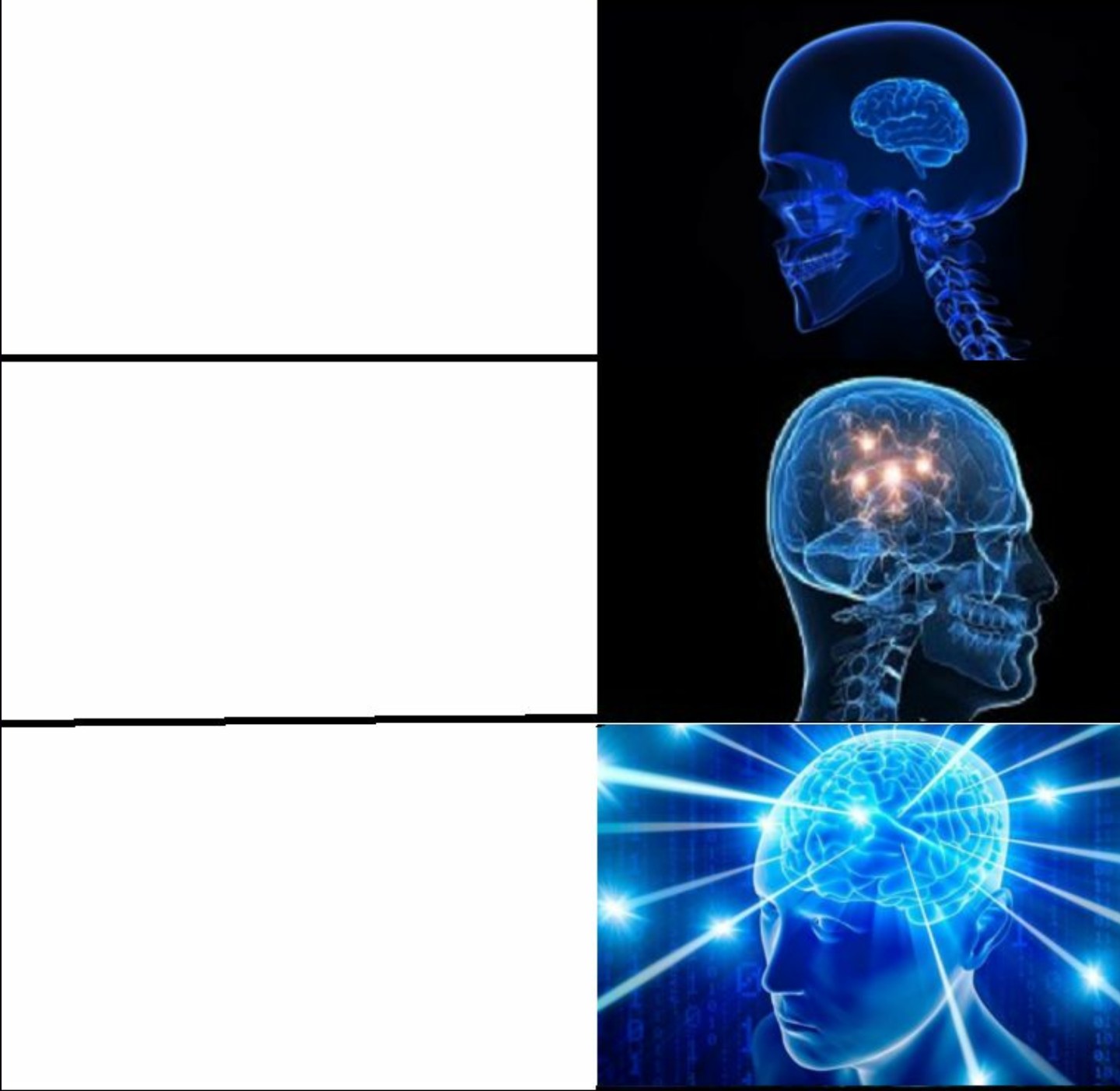 Galaxy Brain (3 brains) meme template — Templates meme