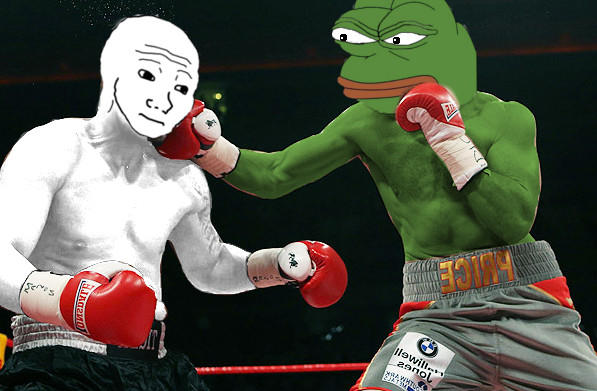Pepe punching wojak boxing match — Pepe meme