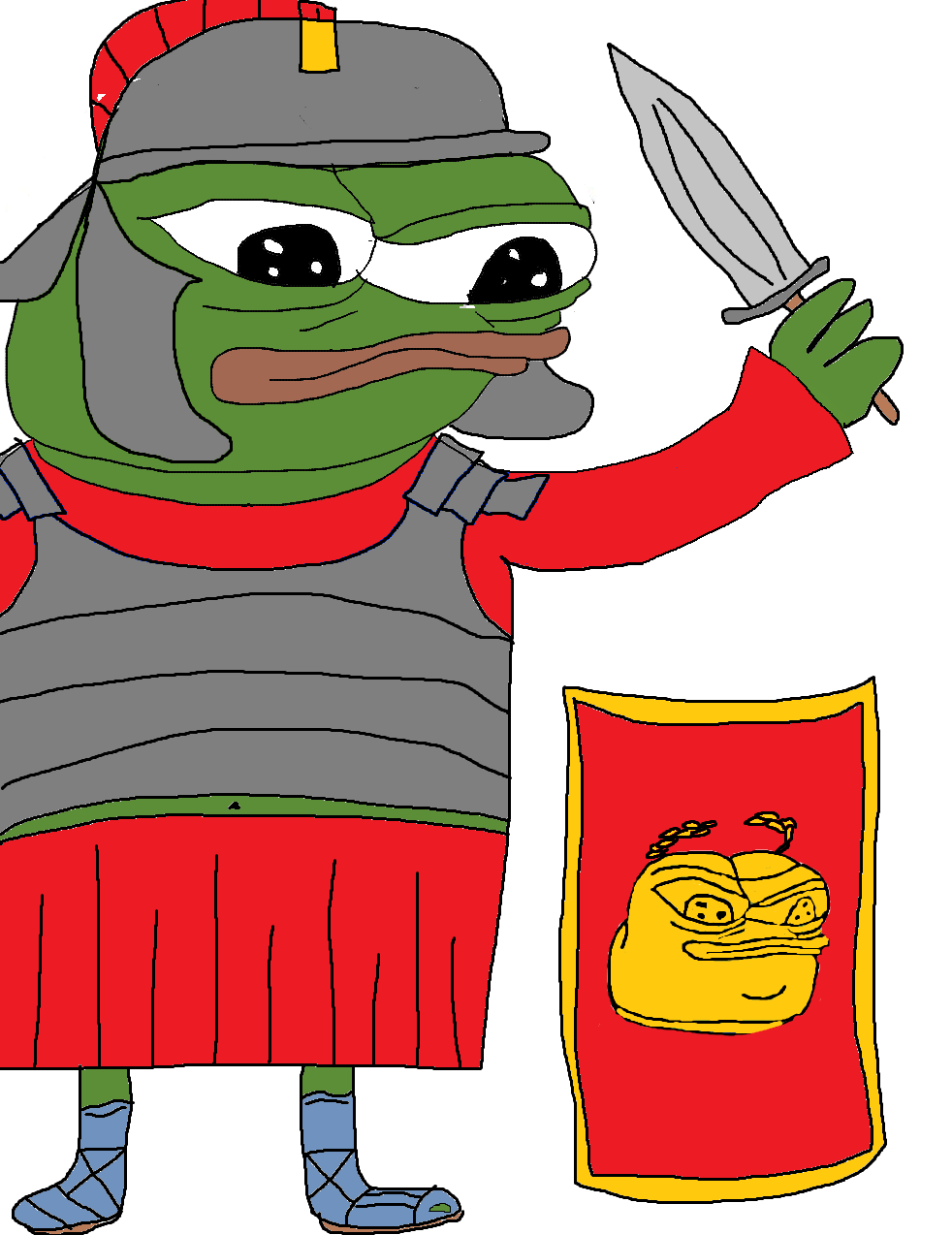 Roman soldier pepe and shield — Reaction meme