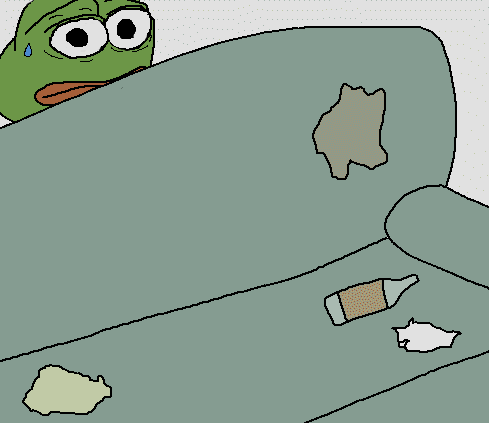Pepe hiding behind couch — Pepe meme