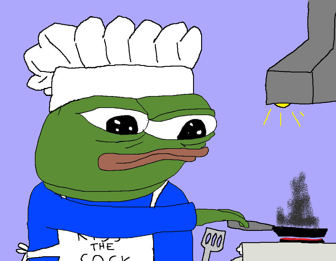 Pepe cook burning food — Pepe meme
