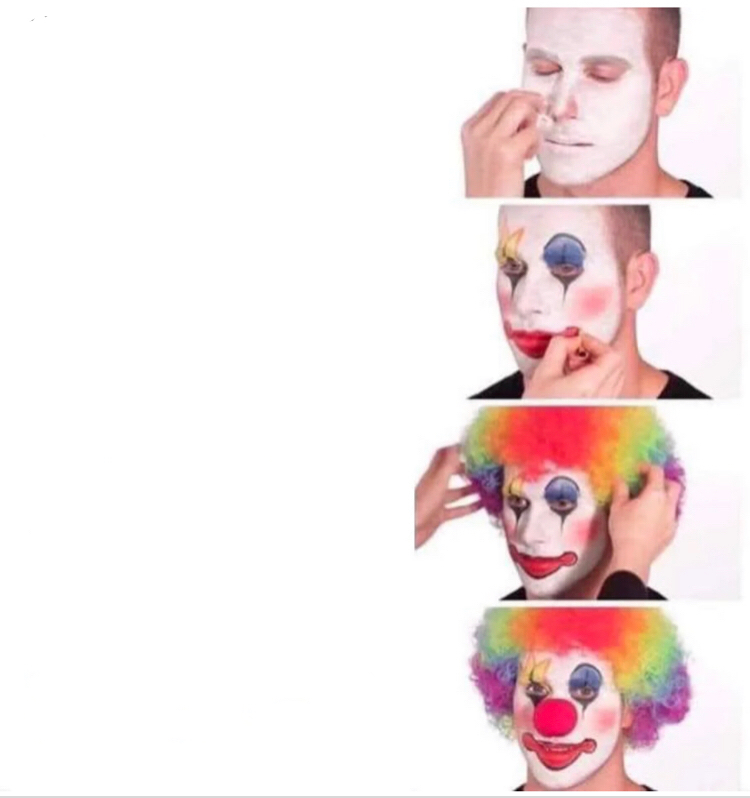 Clown Applying Makeup meme template — Templates meme