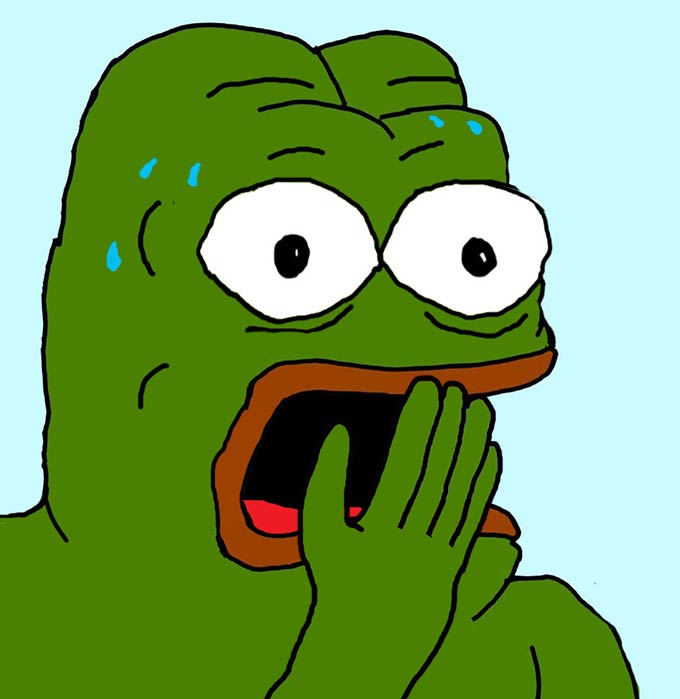 Pepe mouth open shocked — Pepe meme