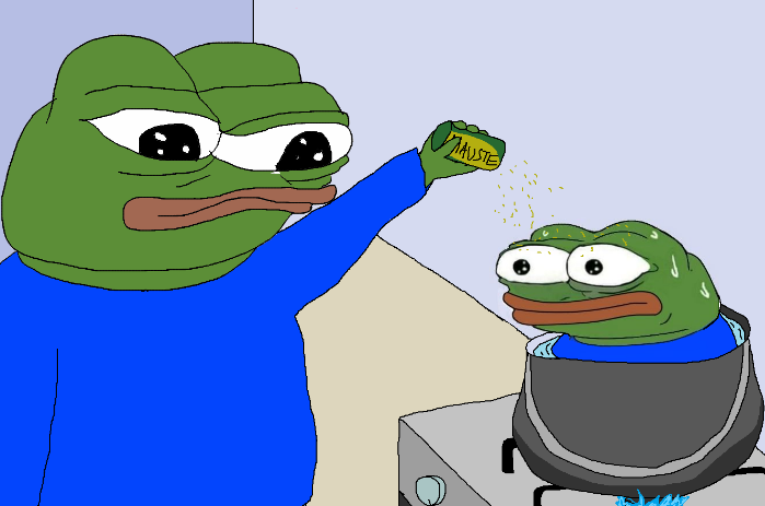 Pepe cooking apu pepe in pot — Apu meme