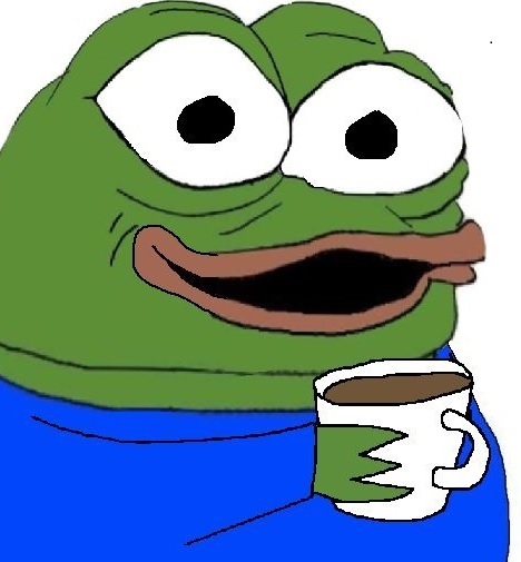 Pepe fat excited coffee — Pepe meme
