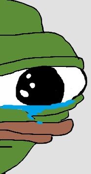 Pepe one eye crying closeup — Pepe meme