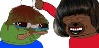 Bobo pours coffee on pepe — Bobo meme