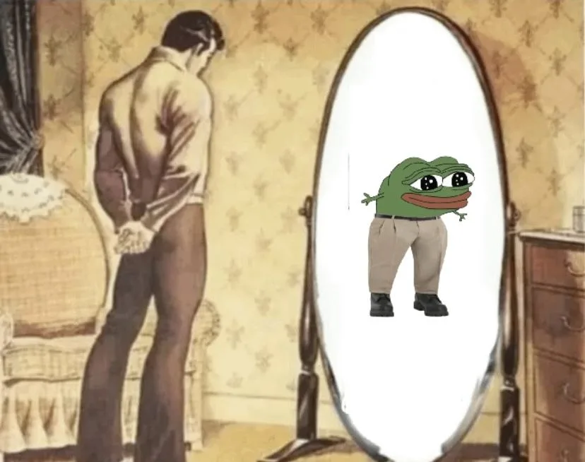 Frog in the mirror — Apu meme