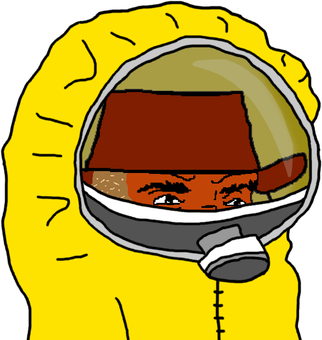 Aussie man hiding in hazmat suit — Reaction meme