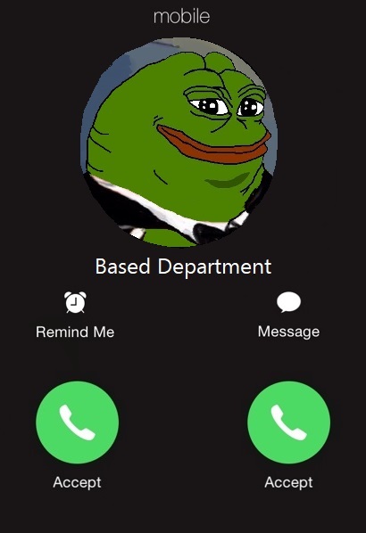 Pepe fat calling from based dept — Pepe meme