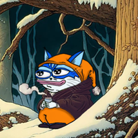 Toshi cat hiking in woods with tea — $TOSHI meme