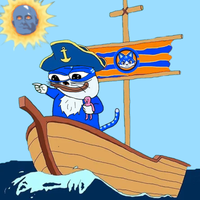 Toshi cat steering boat — $TOSHI meme