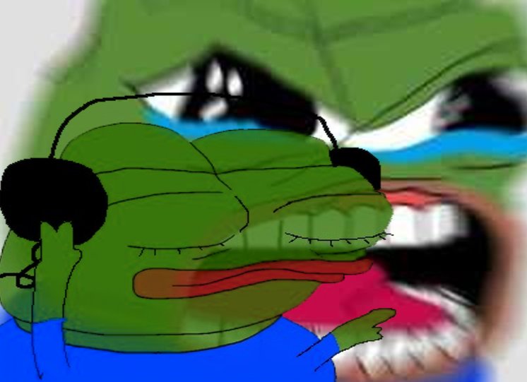 Pepe headphones music screaming inside — Pepe meme