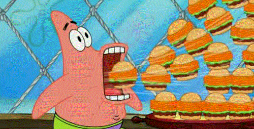 Patrick Devouring Burgers — Reaction meme