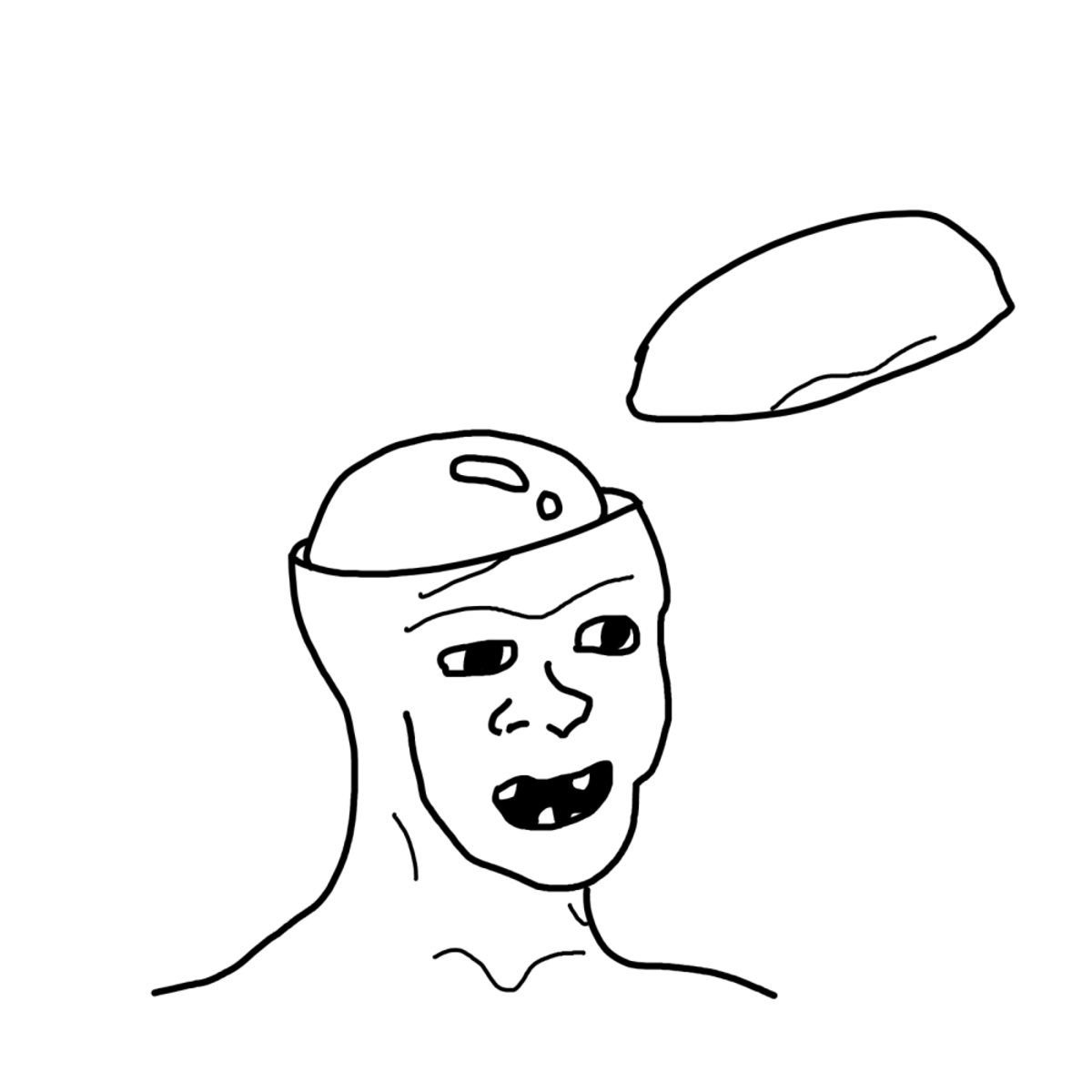 Brainlet skull cap off smooth brain — Brainlet meme