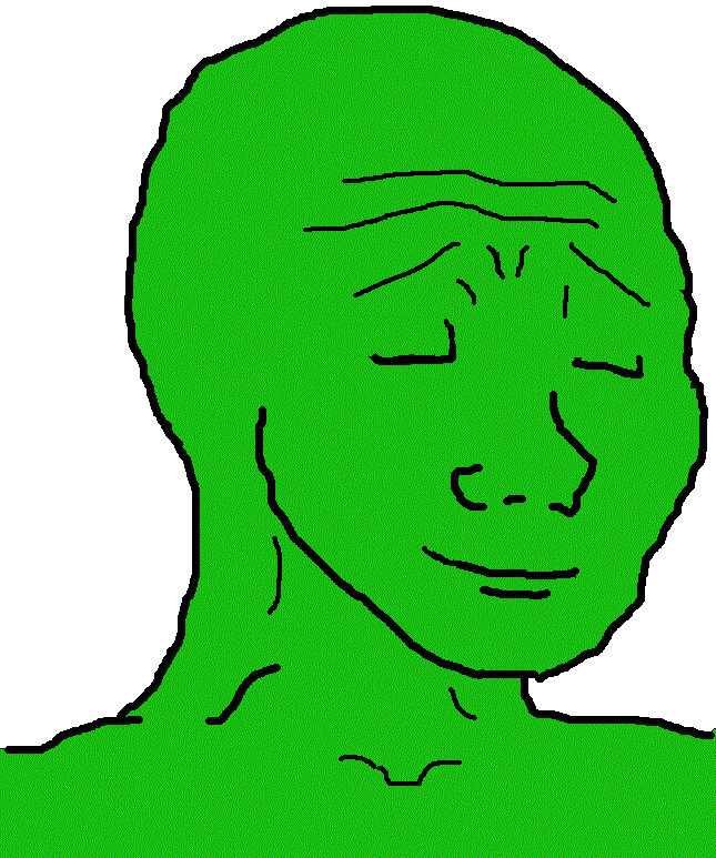 Green wojak happy — Wojak meme