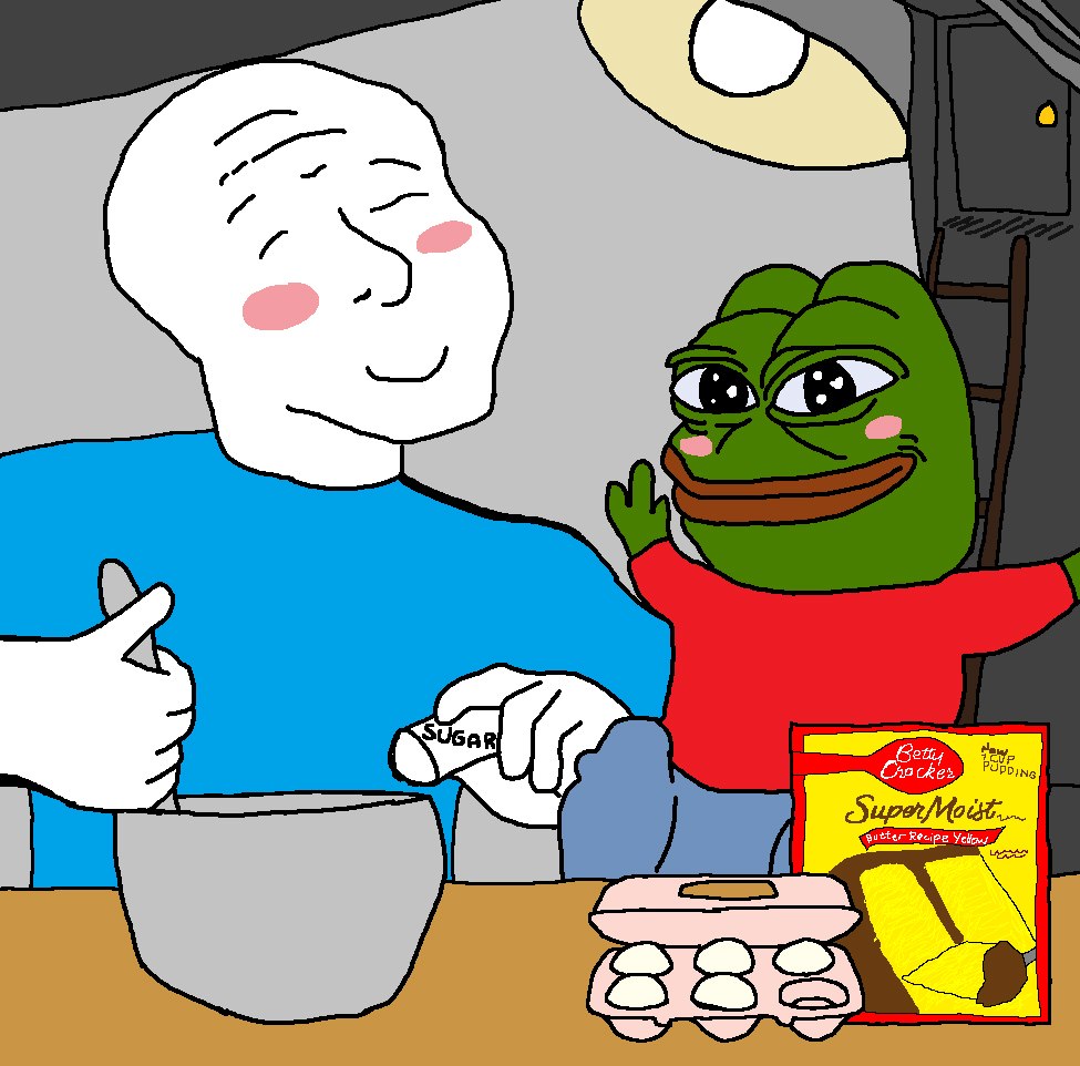 Pepe wojak making cake — Pepe meme