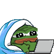 Pepe sad closes laptop — Pepe meme