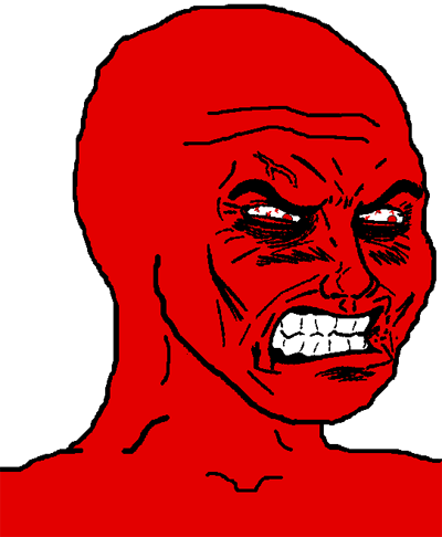 Red wojak clenched teeth angry — Wojak meme