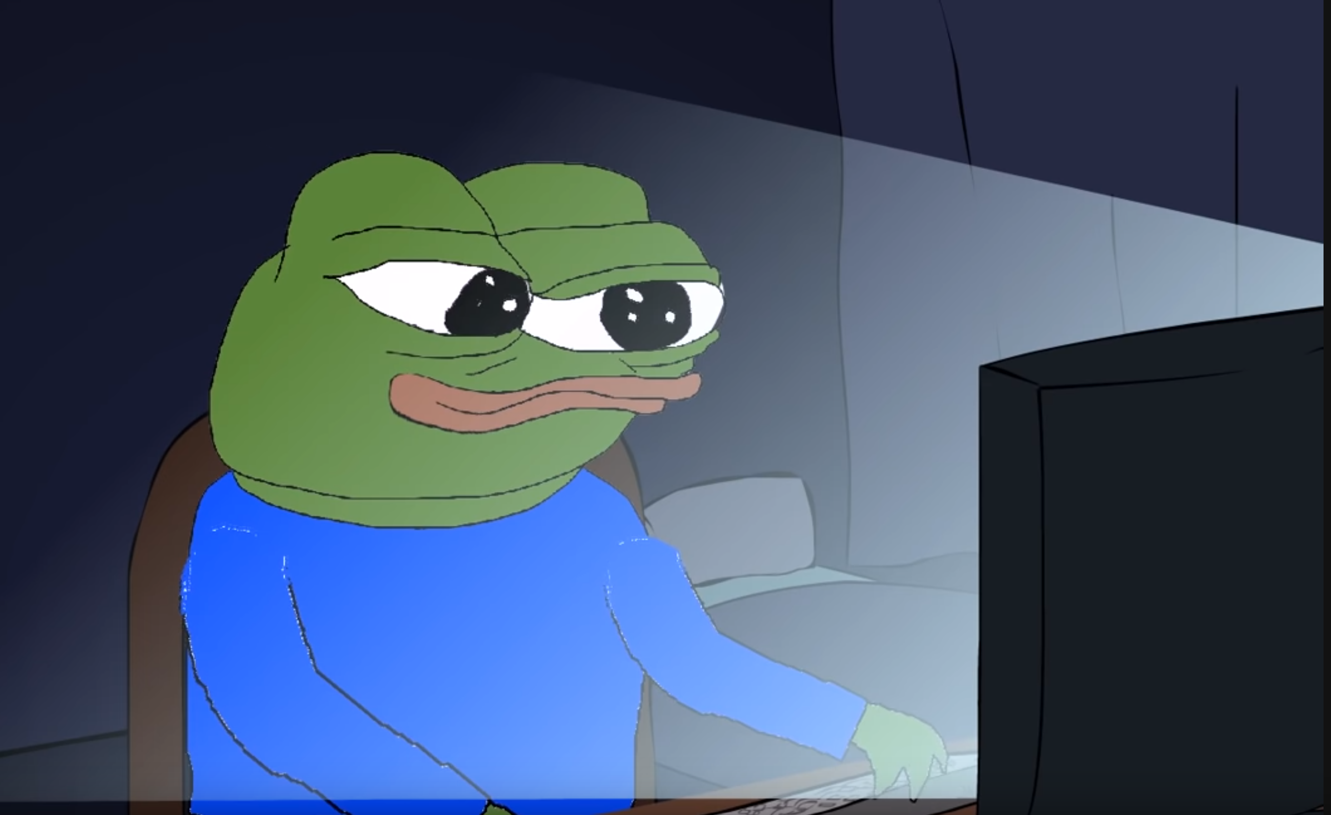 Pepe computer screen bright — Pepe meme