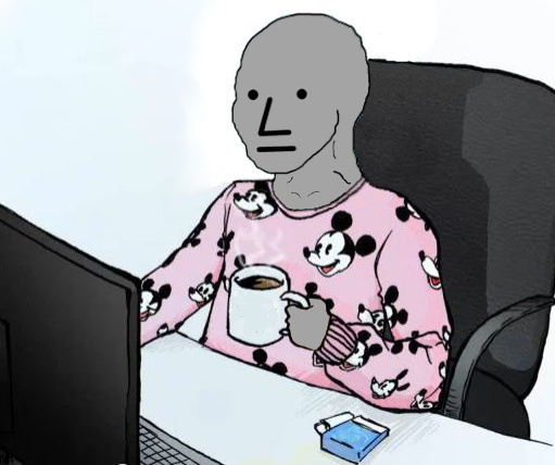 Wojak mickey pajamas computer — Wojak meme