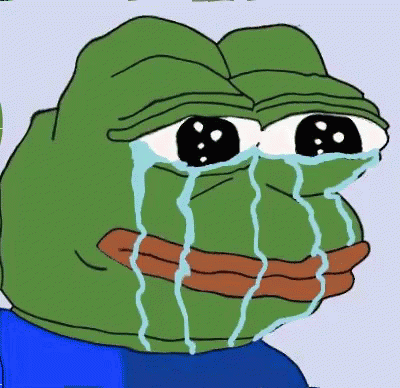 Pepe tears streaming crying — Pepe meme
