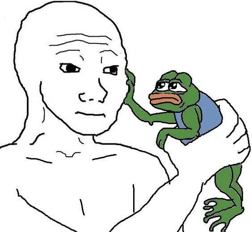 Wojak holds pepe frog — Wojak meme
