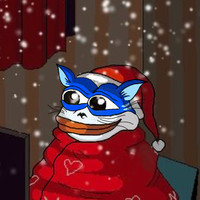 Toshi cat happy snowing santa cap — $TOSHI meme