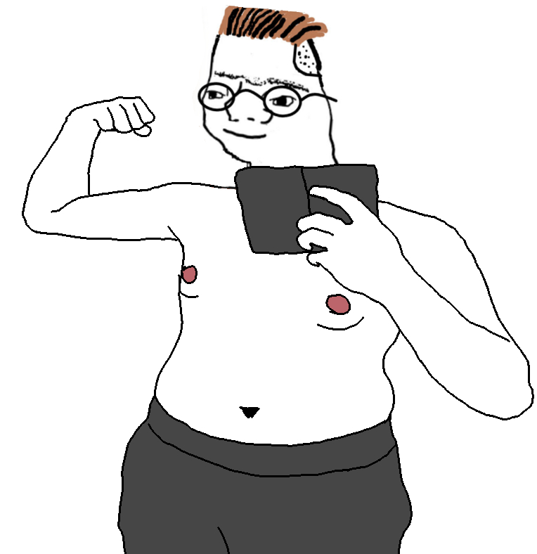 Zoomer flexing shirt off — Zoomer meme