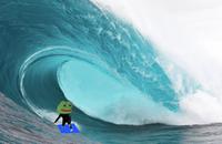 Pepe surfing big wave on blue carpet — Pepe meme