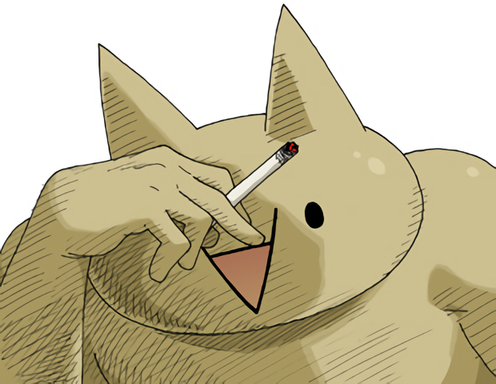 Laughing smoking cat anime character — Reaction meme