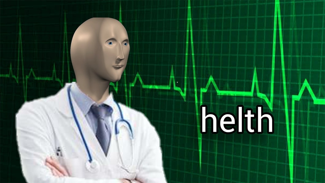 Stonks guy helth — Reaction meme