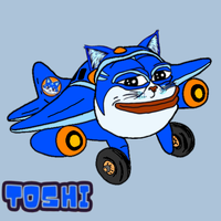 Toshi cat plane — $TOSHI meme