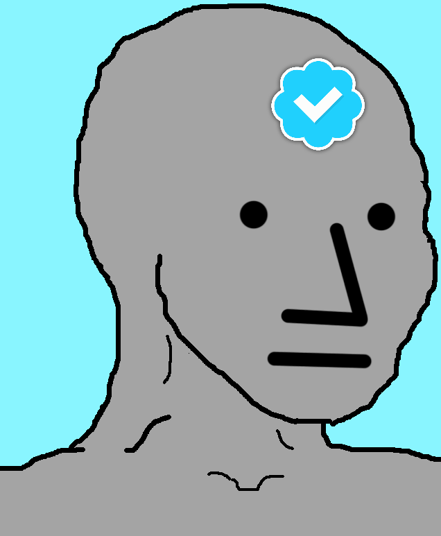 Wojak npc twitter blue checkmark — Wojak meme