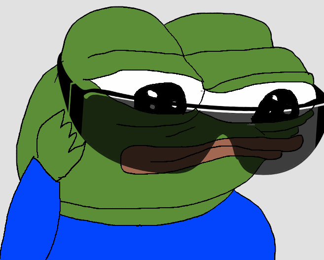 Pepe lowering sunglasses — Pepe meme