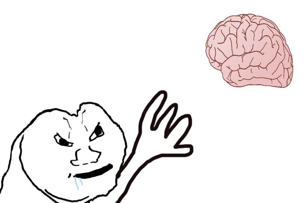 Brainlet grabs brain — Brainlet meme