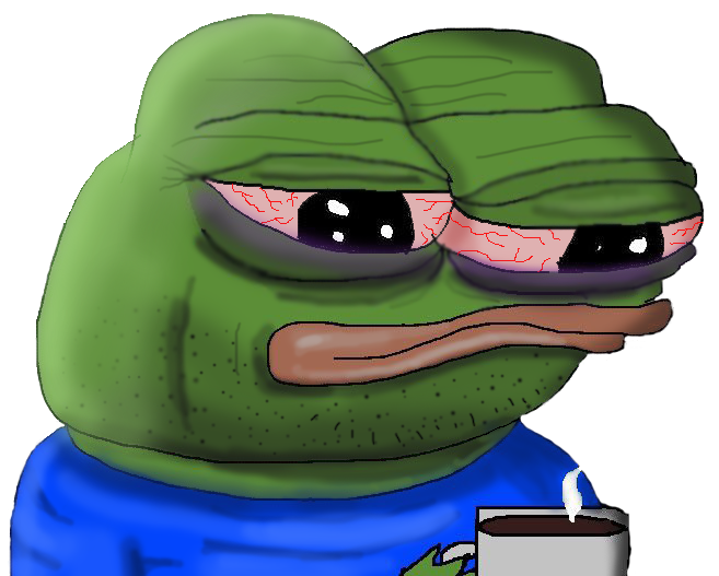 Pepe tired coffee — Pepe meme
