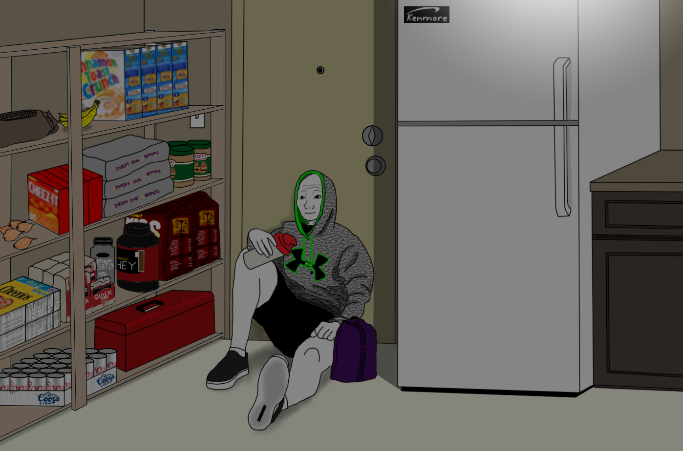 Wojak sitting in garage after lifting — Wojak meme