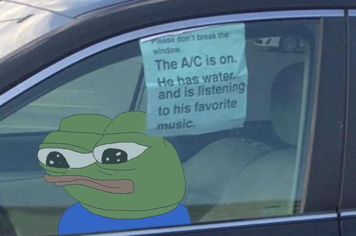 Pepe ac is on in car — Pepe meme