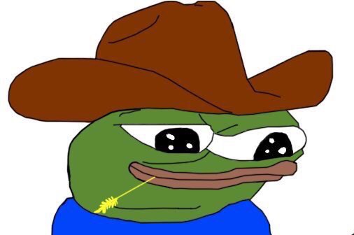 Pepe cowboy hat chewing straw — Pepe meme