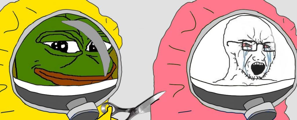 Pepe hazmat cutting wojaks hazmat suit — Pepe meme