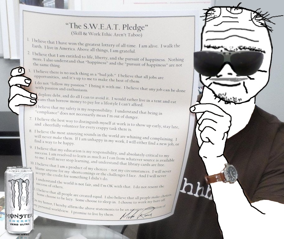 Boomer sweat pledge — Boomer meme