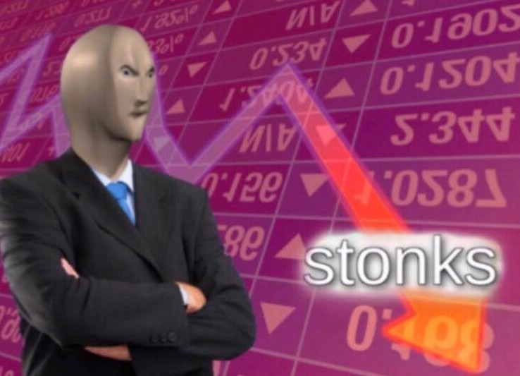 Stonks meme going down — Reaction meme