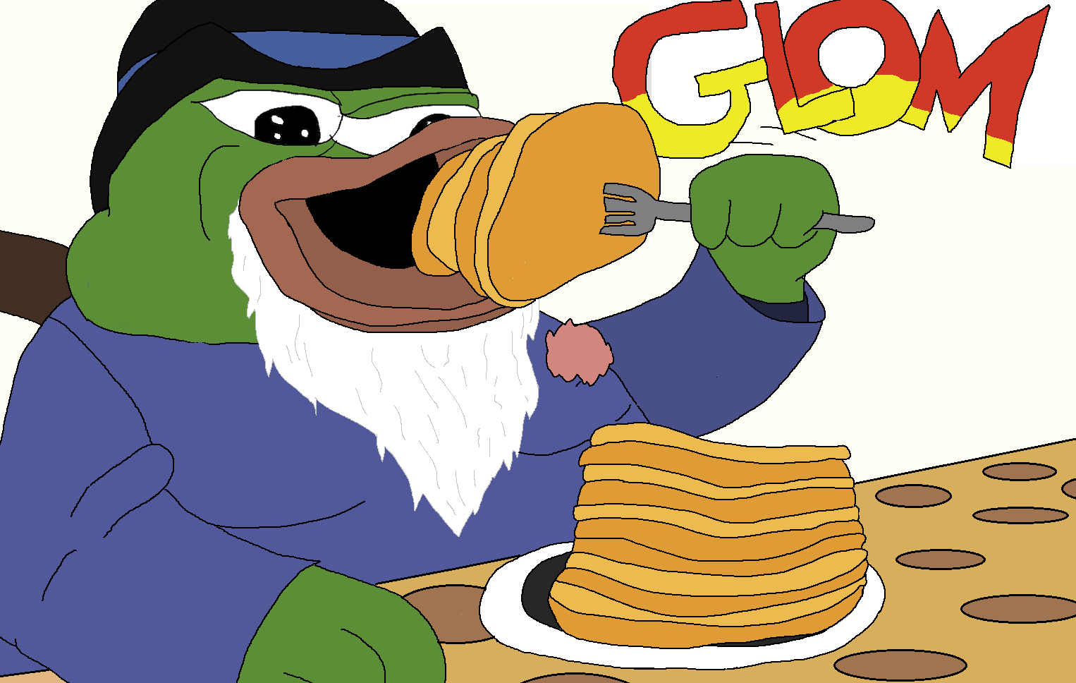 Pepe eating pancakes — Pepe meme