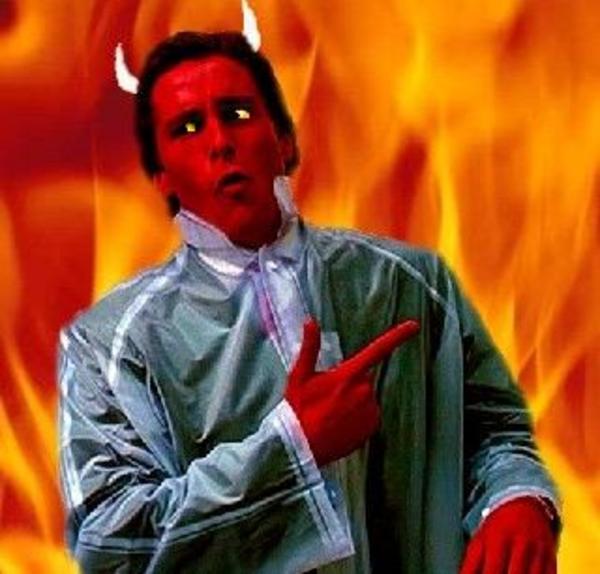 Bateman devil checking them in hell — Reaction meme