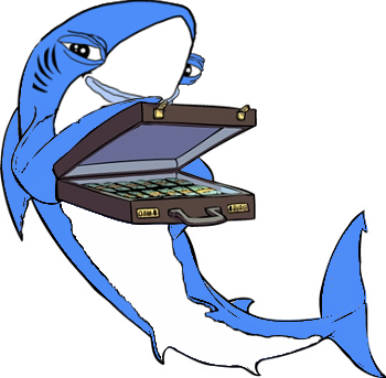 Pepe left shark money briefcase — Pepe meme
