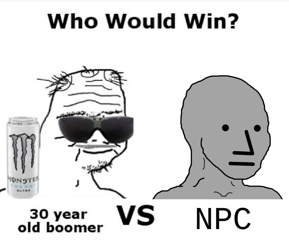 Boomer vs wojak npc — Boomer meme